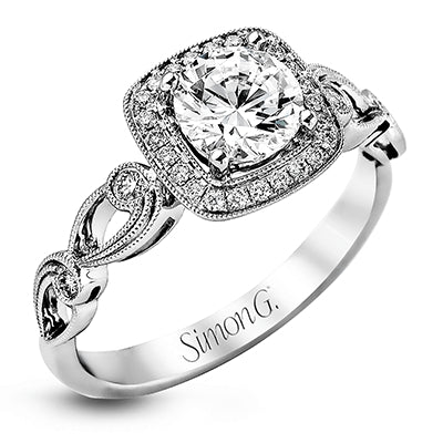 Simon G Bridal Round-Cut Halo Engagement Ring In 18K Gold With Diamonds (White)