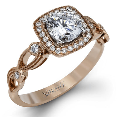 Simon G Bridal Round-Cut Halo Engagement Ring In 18K Gold With Diamonds (Rose)
