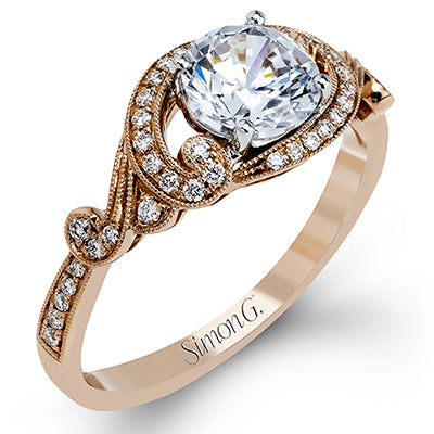 Simon G. 18k Rose Gold Round Cut Engagement Ring