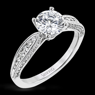Simon G. 0.33 ctw Straight 18k White Gold Round Cut Engagement Ring