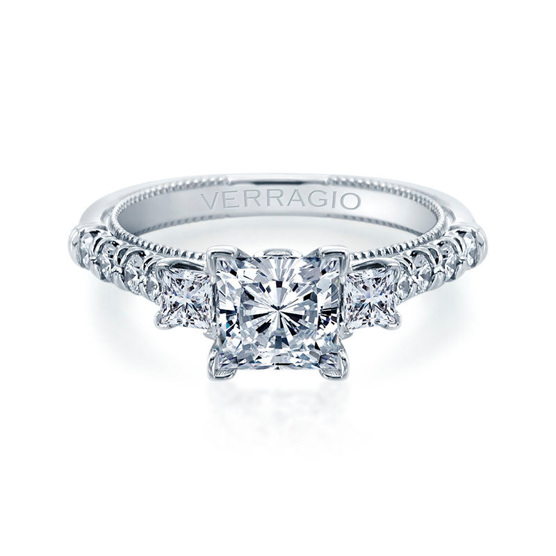 Verragio 14k White Gold Renaissance 3 Stone Engagement Rings