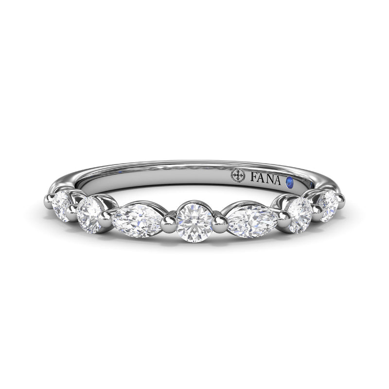 Fana Alternating Round and Marquise Diamond Wedding Band