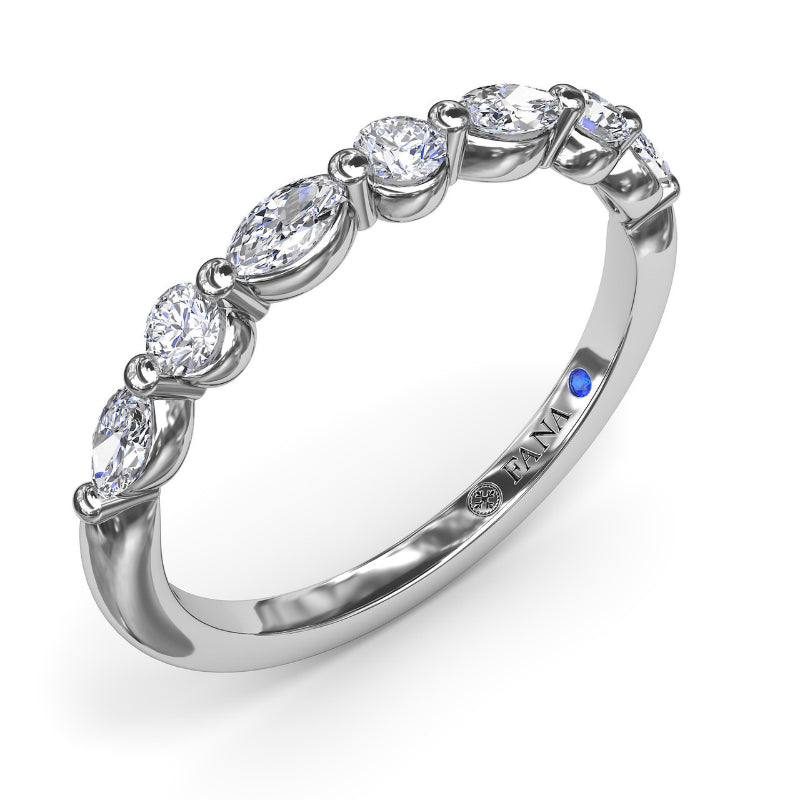 Fana Alternating Round and Marquise Diamond Wedding Band