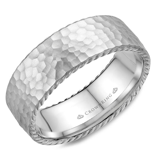 Crownring Wedding Band Platinum Carved 8.00mm