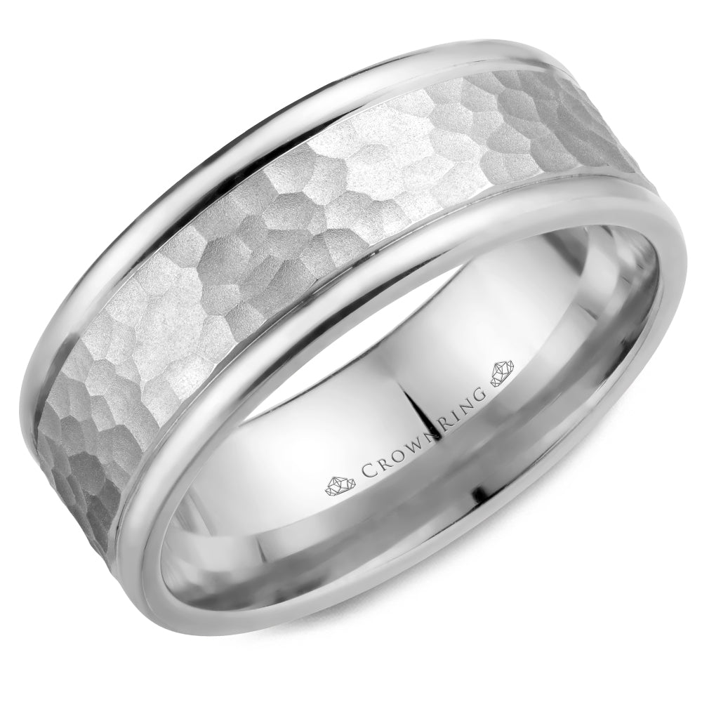 Crownring Wedding Band Platinum Carved 8.00mm