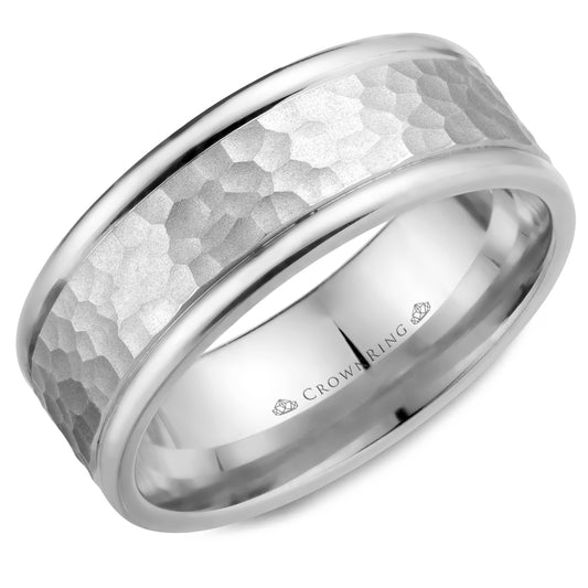 Crownring Wedding Band Platinum Carved 8.00mm