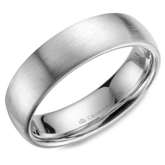 Crownring Wedding Band White Gold Classic 6.00mm