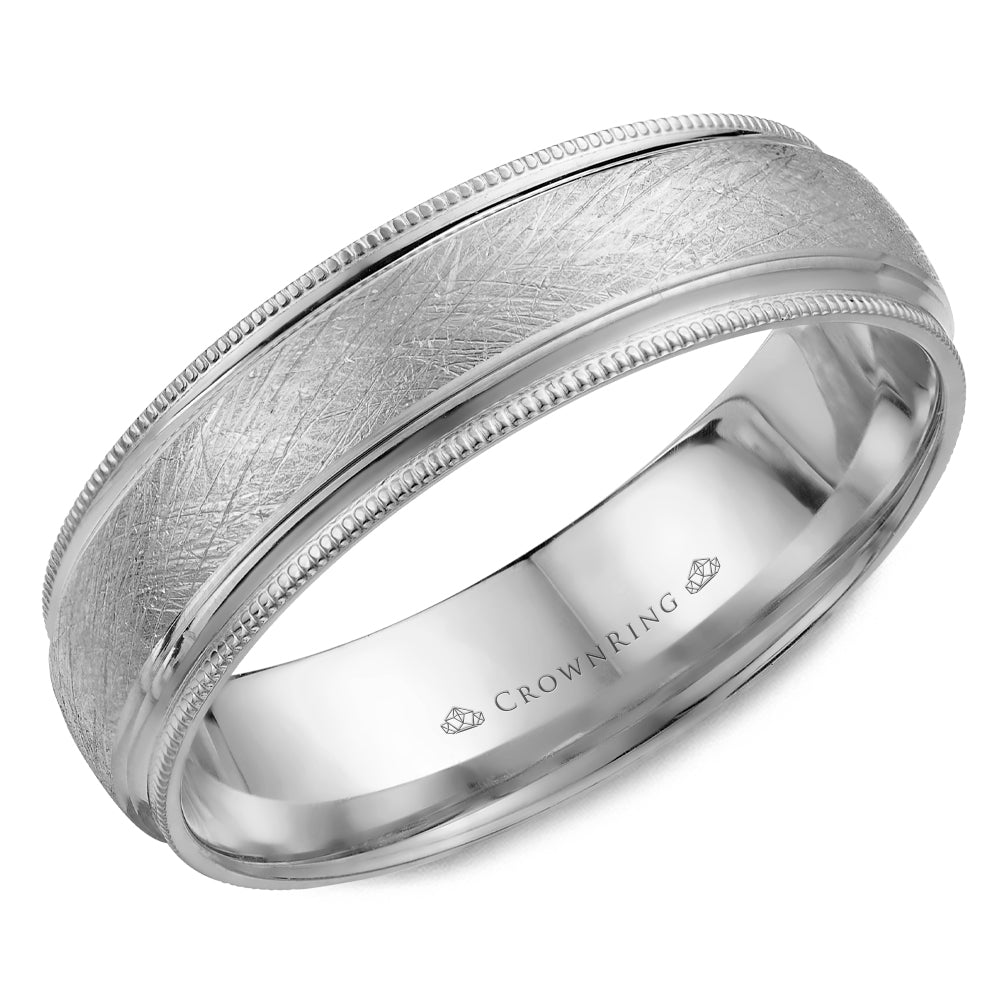 Crownring Wedding Band White Gold Classic 6.00mm