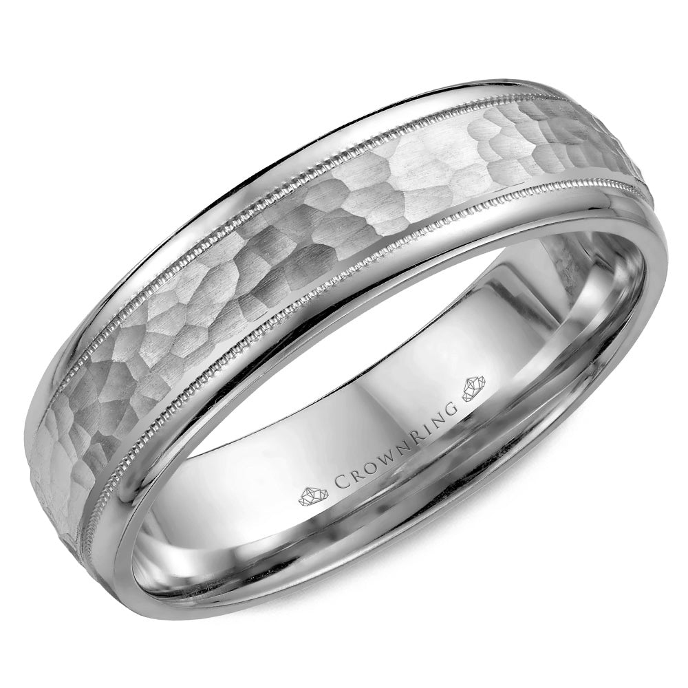 Crownring Wedding Band Platinum Carved 6.00mm