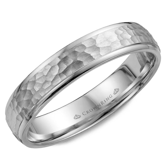 Crownring Wedding Band Platinum Carved 4.00mm