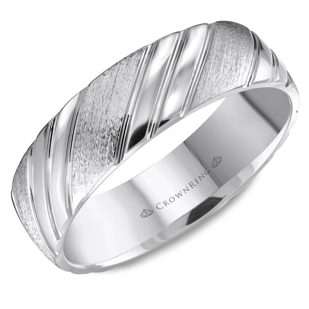 Crownring Wedding Band Platinum Carved 6.00mm