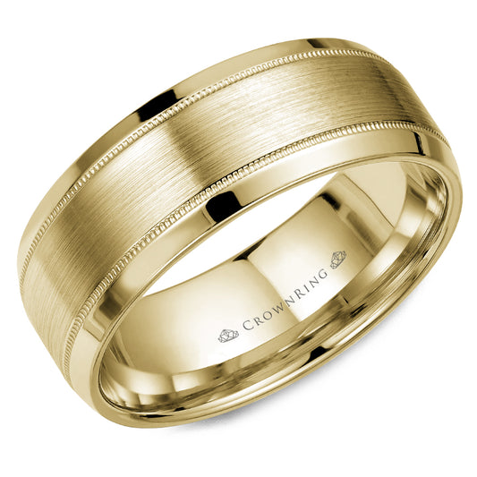 Crownring Wedding Band Yellow Gold Classic 8.00mm