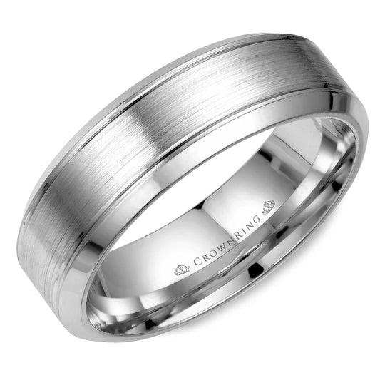 Crownring Wedding Band White Gold Classic 7.00mm