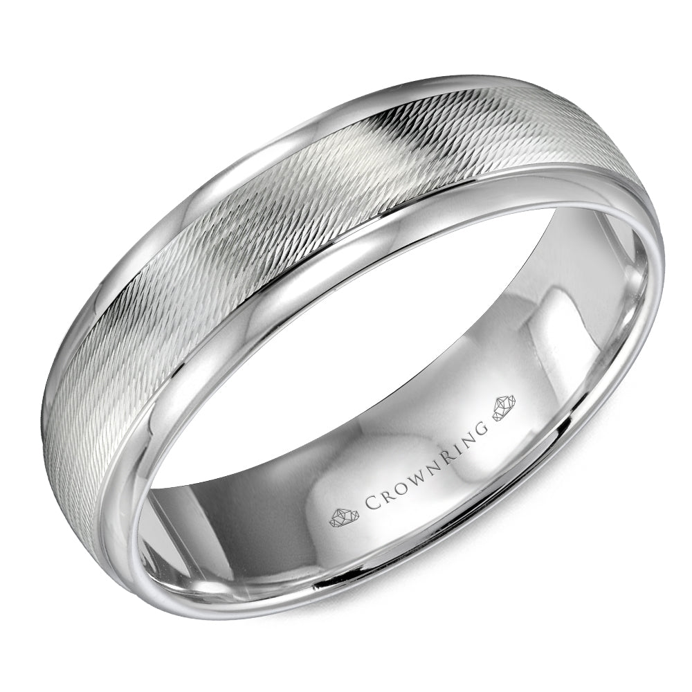 Crownring Wedding Band White Gold Classic 6.00mm