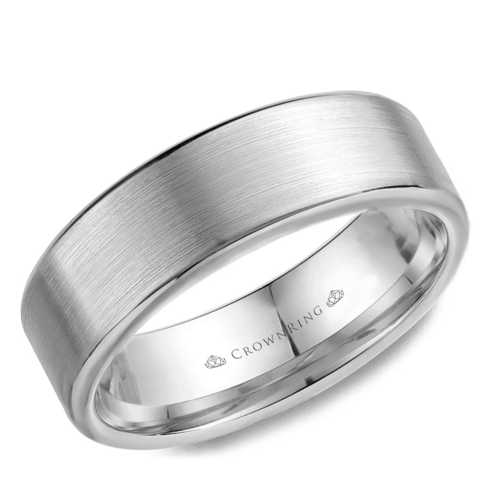Crownring Wedding Band White Gold Classic 7.00mm