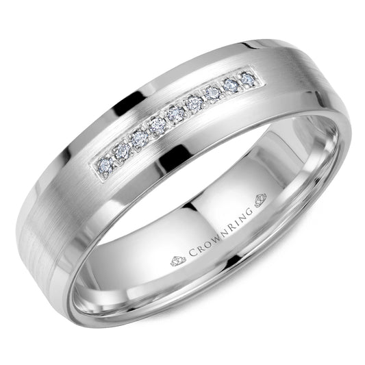 Crownring Wedding Band Platinum With 9 RD, TCW 0.06ct Diamond 6.00mm
