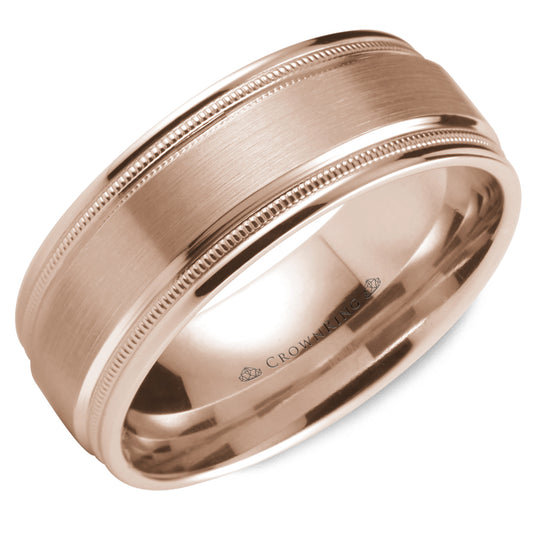 Crownring Wedding Band Rose Gold Classic 8.00mm