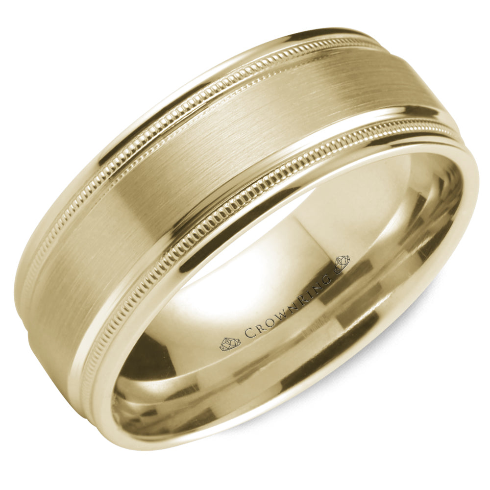 Crownring Wedding Band Yellow Gold Classic 8.00mm