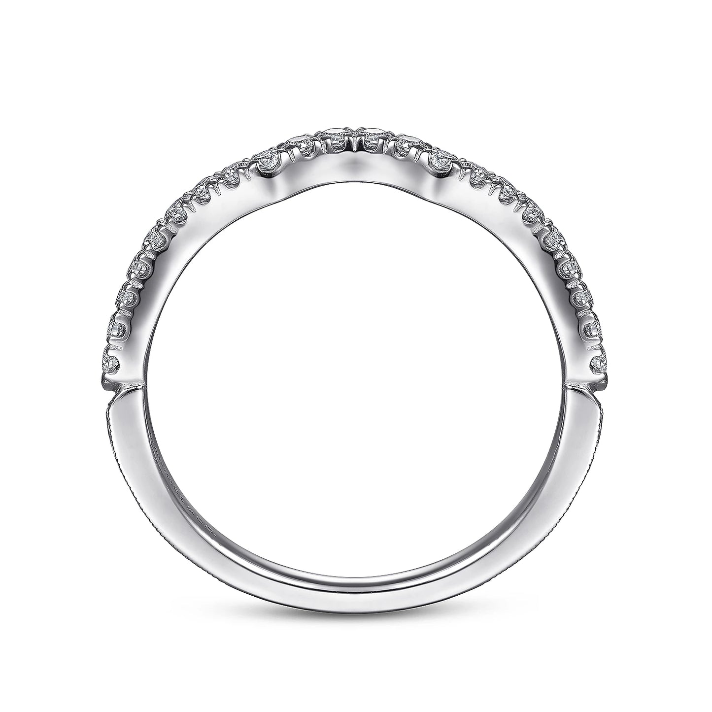 Gabriel & Co. 14k White Gold Victorian Curved Wedding Band
