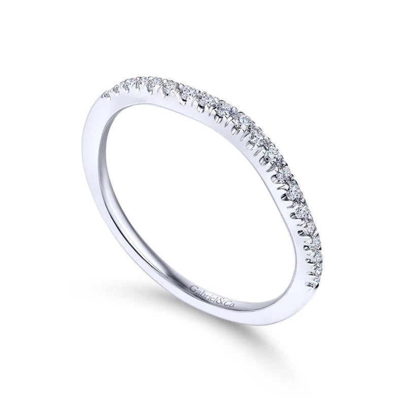 Gabriel & Co. 14k White Gold Contemporary Curved Wedding Band
