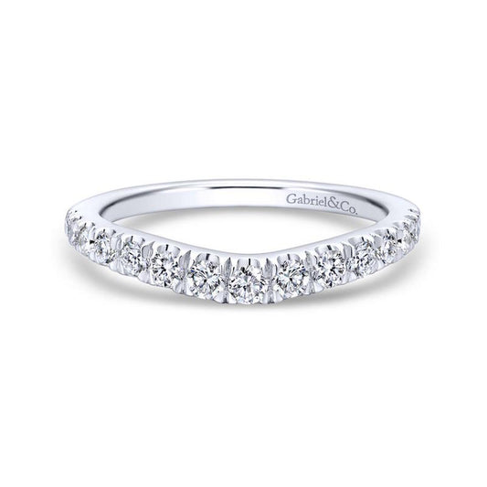Gabriel & Co. 14k White Gold Contemporary Curved Wedding Band