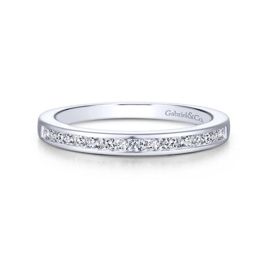 Gabriel & Co. 14k White Gold Contemporary Diamond Wedding Band