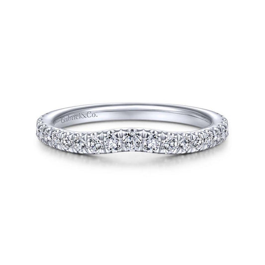 Gabriel & Co. 14k White Gold Contemporary Curved Wedding Band