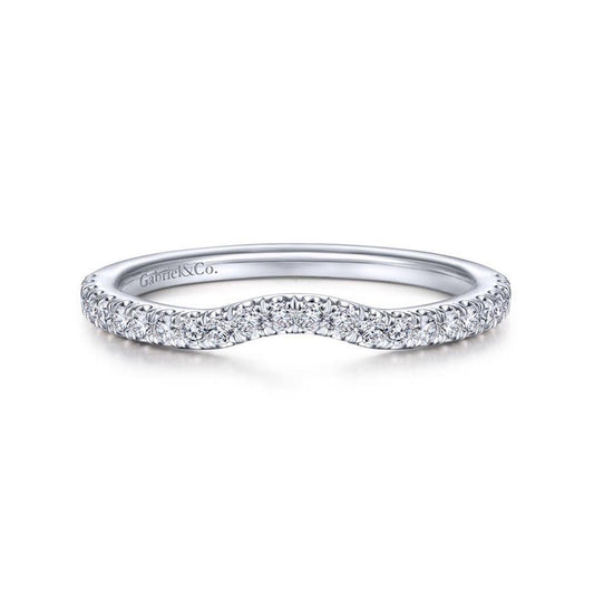 Gabriel & Co. 14k White Gold Contemporary Curved Wedding Band