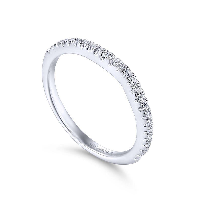 Gabriel & Co. 14k White Gold Contemporary Curved Wedding Band
