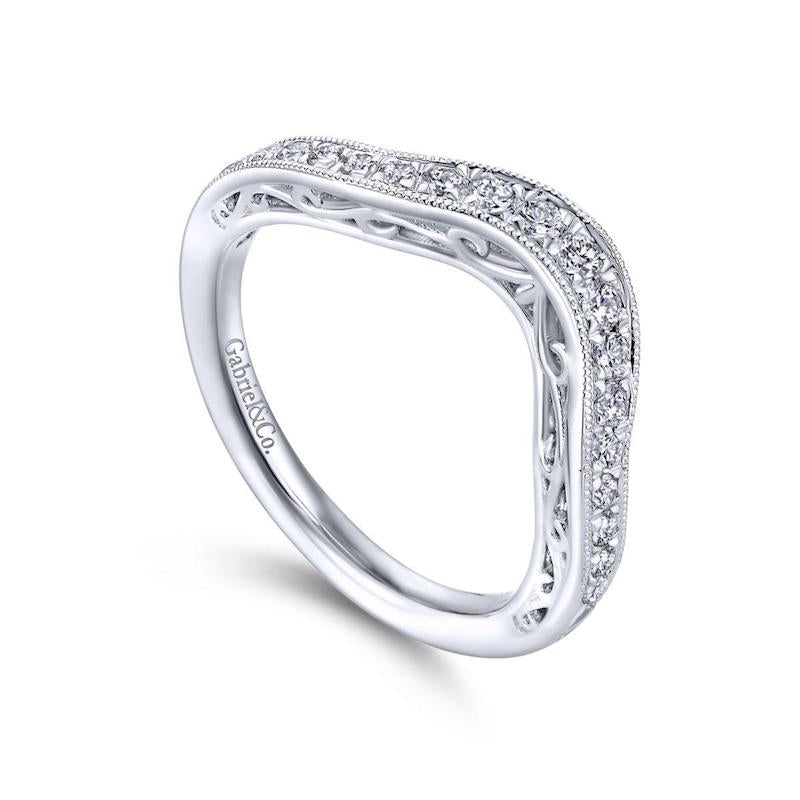 Gabriel & Co. 14k White Gold Contemporary Curved Wedding Band